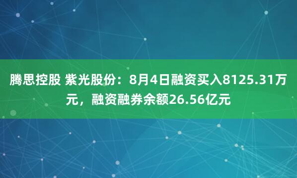 腾思控股 紫光股份：8月4日融资买入8125.31万元，融资融券余额26.56亿元